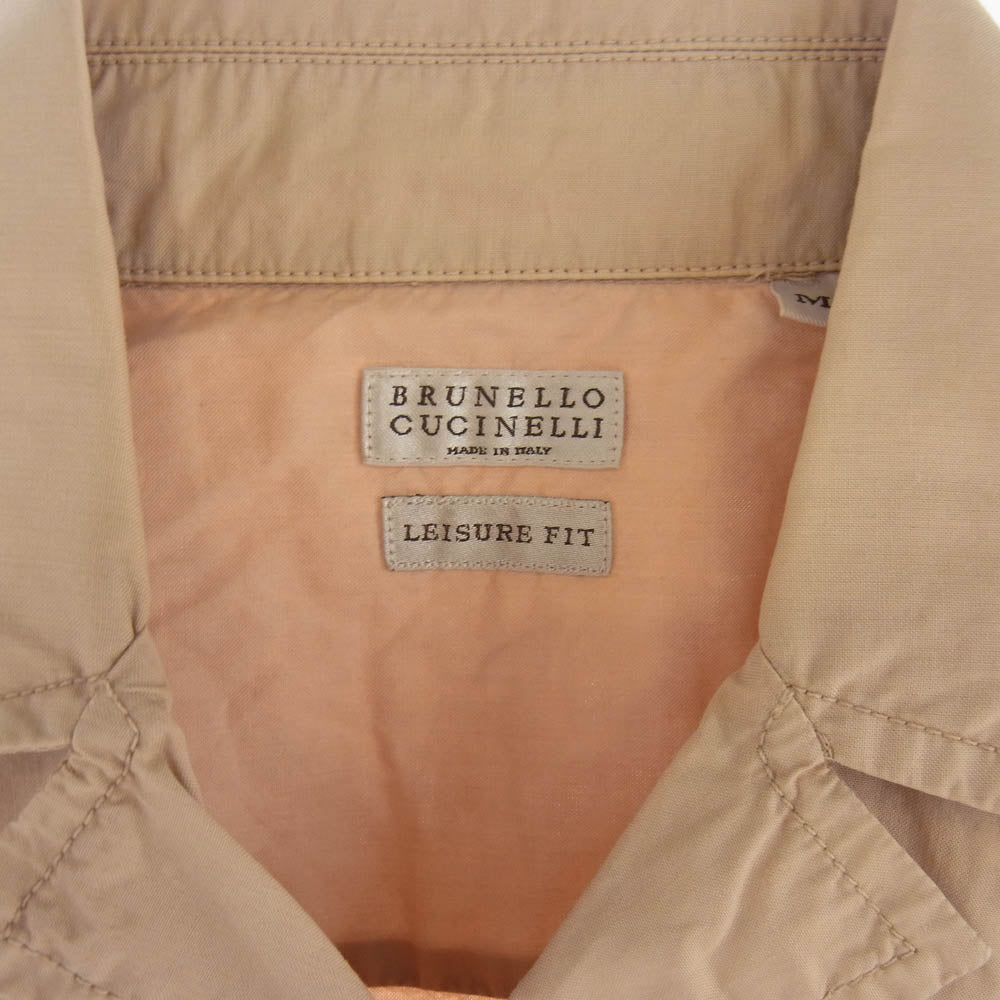 BRUNELLO CUCINELLI イタリア製 スナップボタン オープンカラー 半袖シャツ ベージュ系 M【中古】