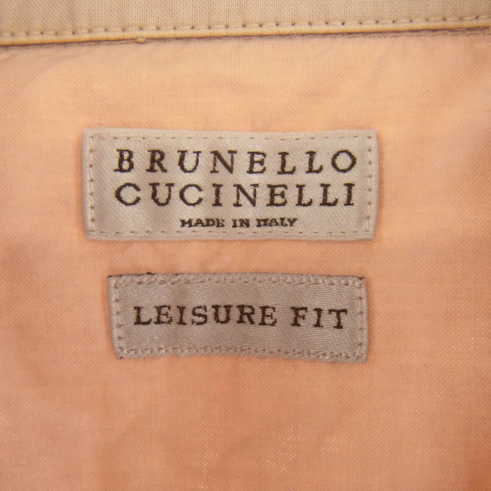 BRUNELLO CUCINELLI イタリア製 スナップボタン オープンカラー 半袖シャツ ベージュ系 M【中古】