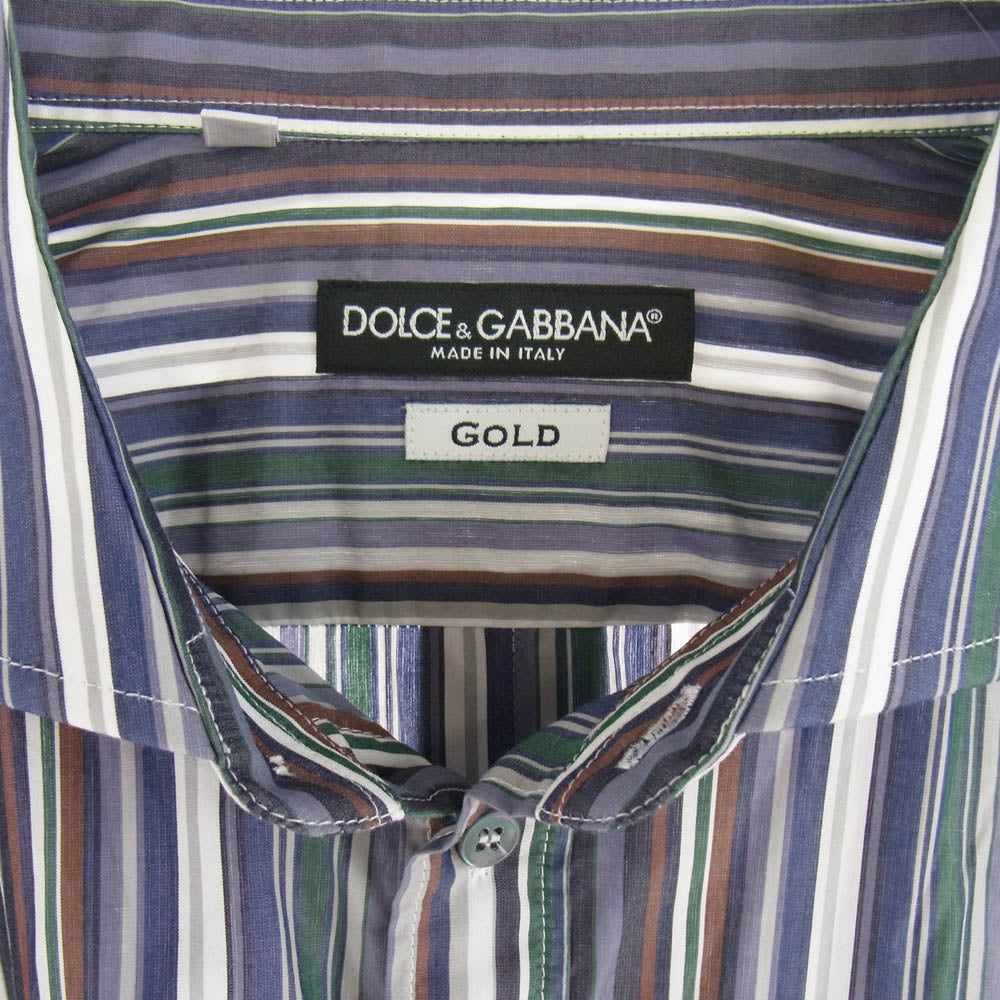 DOLCE&GABBANA ドルチェアンドガッバーナ G5EB6T FR5VM GOLD ストライプ 長袖シャツ マルチカラー系【中古】