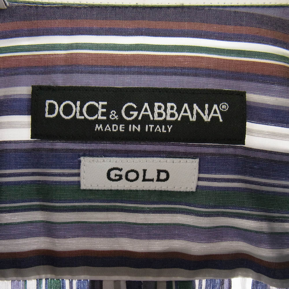 DOLCE&GABBANA ドルチェアンドガッバーナ G5EB6T FR5VM GOLD ストライプ 長袖シャツ マルチカラー系【中古】