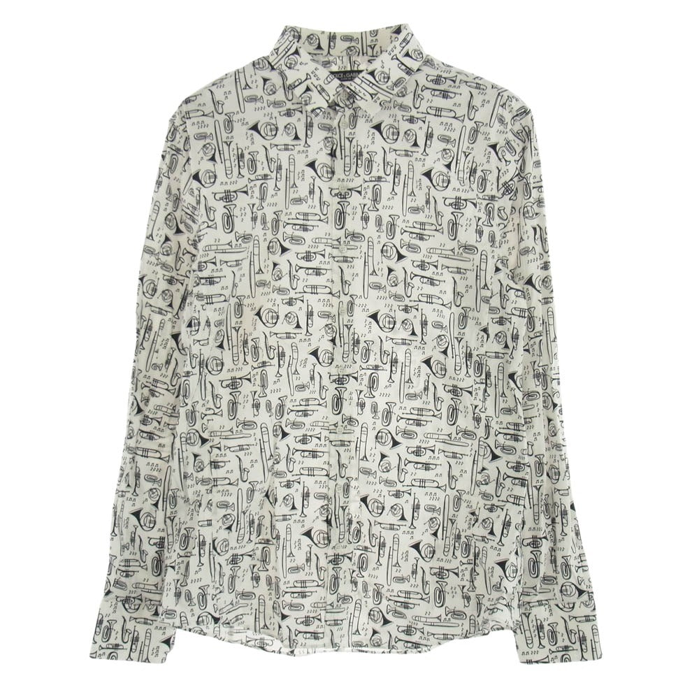 DOLCE&GABBANA ドルチェアンドガッバーナ 17SS G5EB2T FSEFK SICLIA 総柄 ドレス シャツ 長袖 ホワイト系 41【中古】