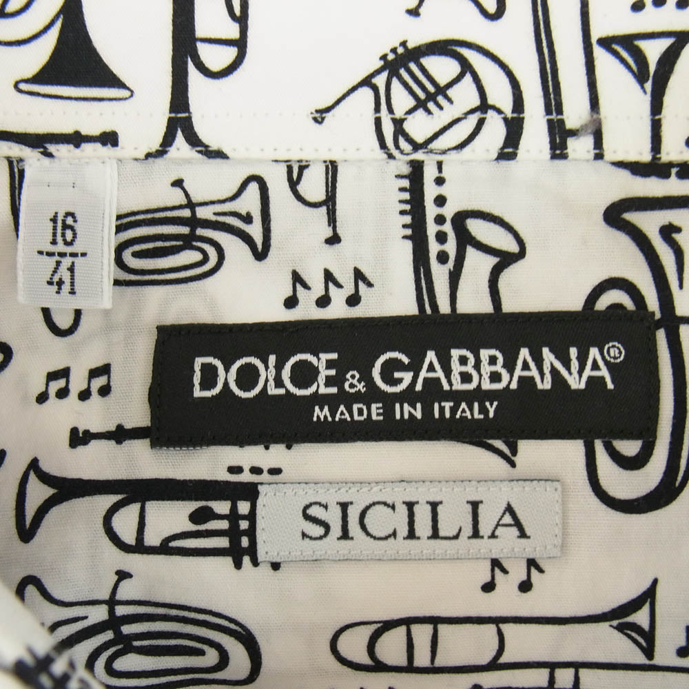 DOLCE&GABBANA ドルチェアンドガッバーナ 17SS G5EB2T FSEFK SICLIA 総柄 ドレス シャツ 長袖 ホワイト系 41【中古】