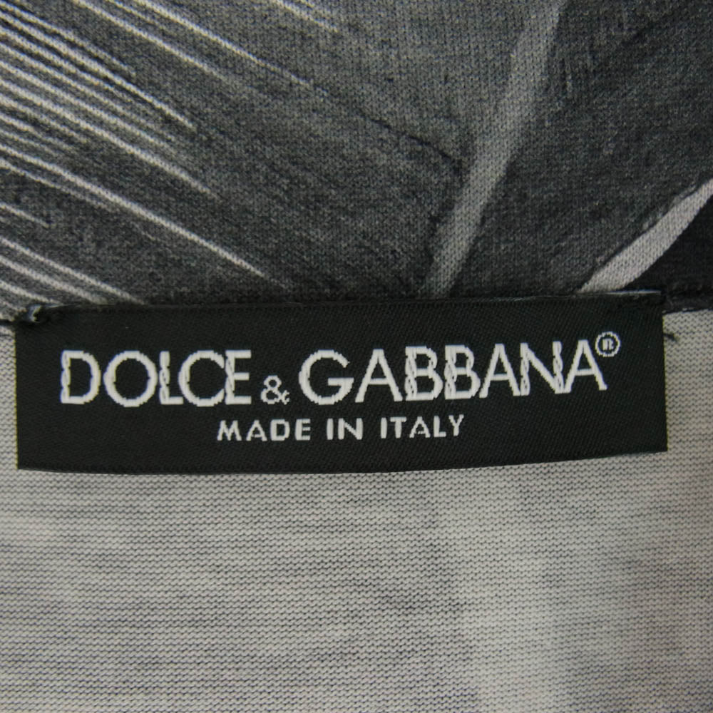 DOLCE&GABBANA ドルチェアンドガッバーナ イタリア製 リーフ柄 天竺半袖シャツ ブラック系 40【中古】