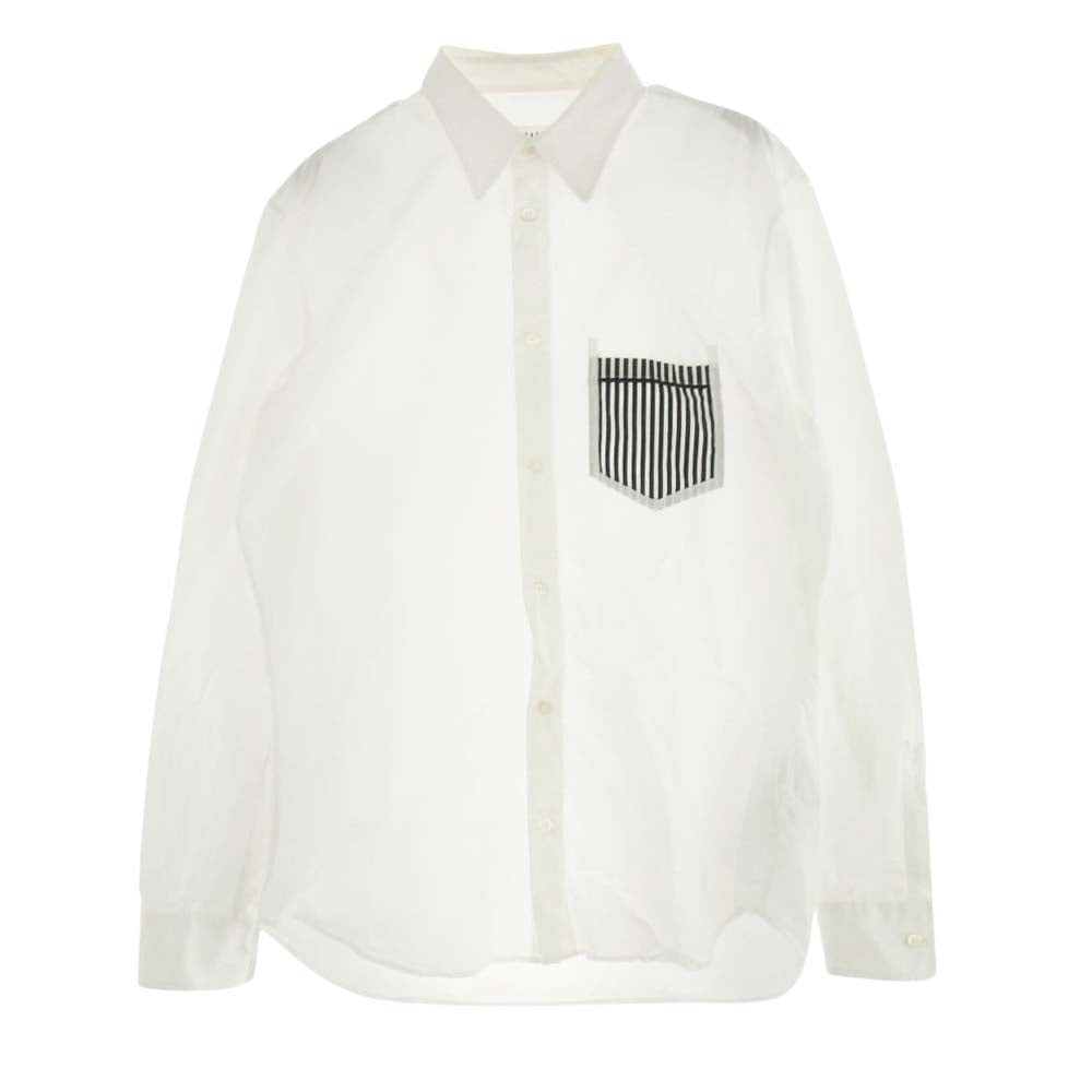 MAISON MARGIELA メゾンマルジェラ 19AW S50DL0400 S43001 10ライン ポケット ストライプ切替 長袖 シャツ ホワイト系 41【中古】