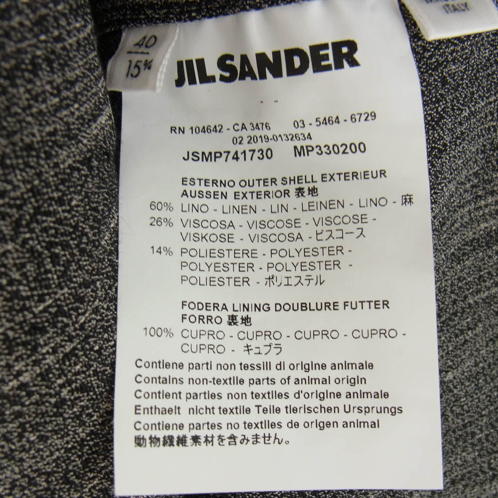 JIL SANDER ジルサンダー JSMP741730 MP330200 イタリア製 リネン 比翼 半袖 シャツ ブラック系 40【中古】