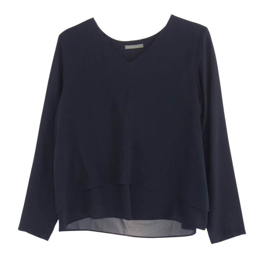 theory セオリー 03-5308232 Vネック レイヤード ブラウス 長袖 ダークネイビー系 40【中古】