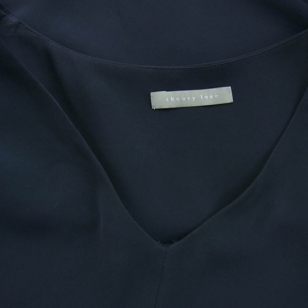 theory セオリー 03-5308232 Vネック レイヤード ブラウス 長袖 ダークネイビー系 40【中古】