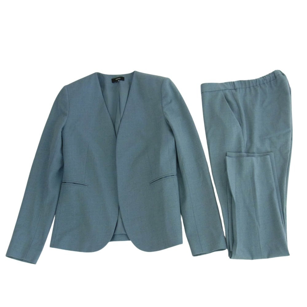theory セオリー 10-1304115-855-702 ウール ノーカラー ジャケット テーパード パンツ セットアップ ブルー系 2【中古】
