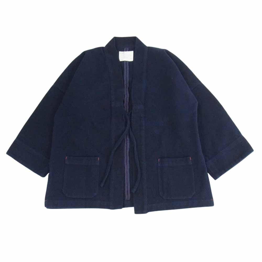 モルテマニ Heavy weight Hanten Jacket Sashiko Indigo Dye Col 刺子 藍染め 半纏 ジャケット ダークネイビー系 L【新古品】【未使用】【中古】