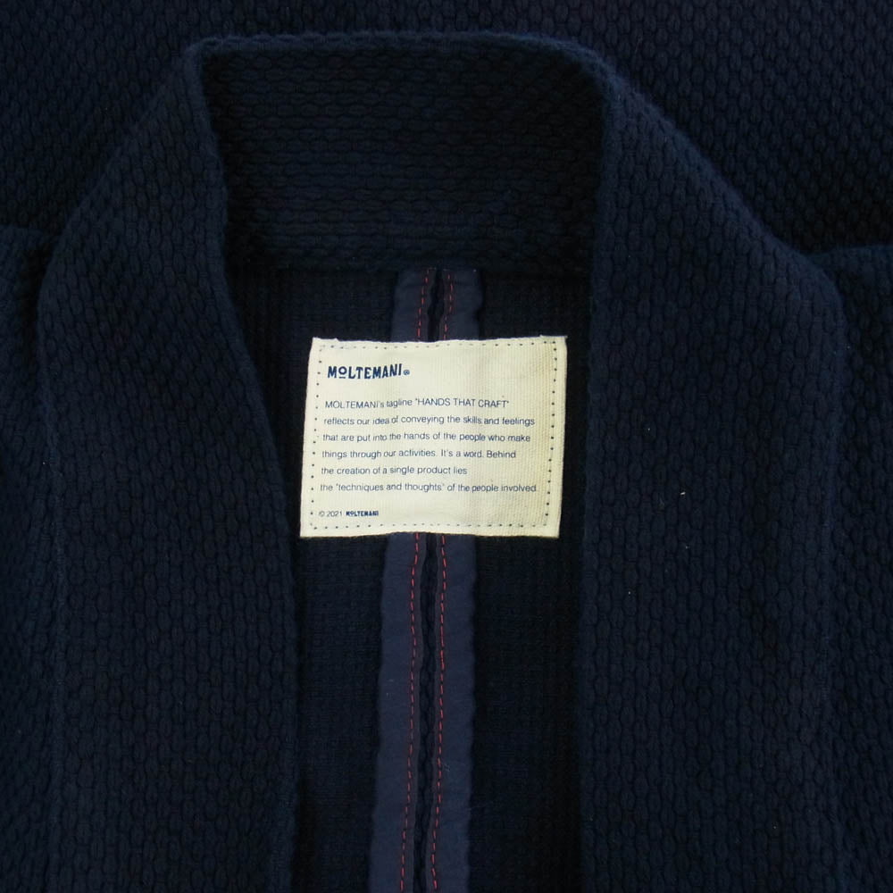モルテマニ Heavy weight Hanten Jacket Sashiko Indigo Dye Col 刺子 藍染め 半纏 ジャケット ダークネイビー系 L【新古品】【未使用】【中古】