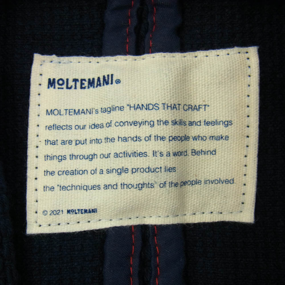 モルテマニ Heavy weight Hanten Jacket Sashiko Indigo Dye Col 刺子 藍染め 半纏 ジャケット ダークネイビー系 L【新古品】【未使用】【中古】