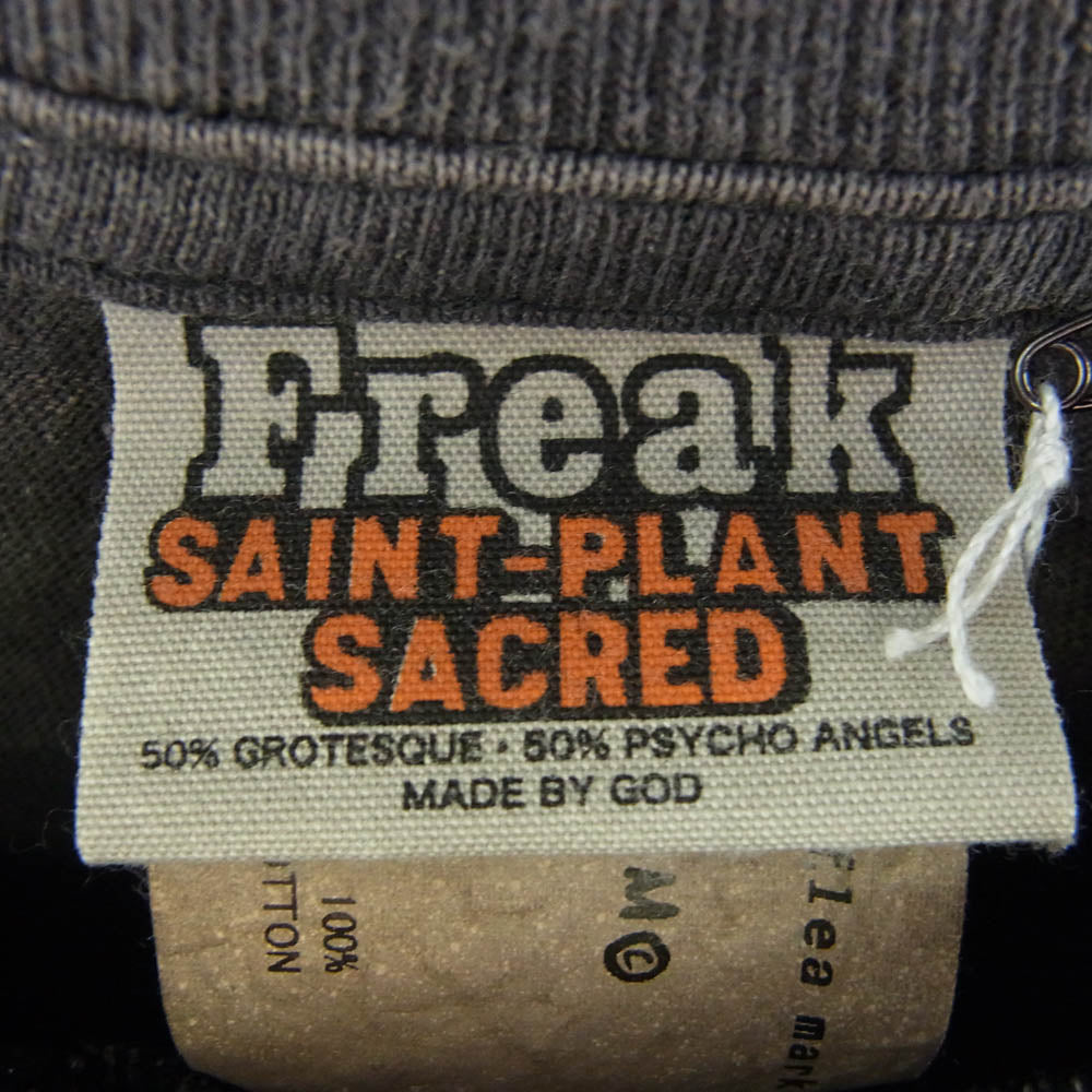 SAINT MICHAEL セントマイケル 24AW SM-YS1-0000-C01 × Cactus Plant Flea Market  CP_SS TEE/ SMILE / BLACK スマイル プリント 半袖 Tシャツ グレー系 L【極上美品】【中古】
