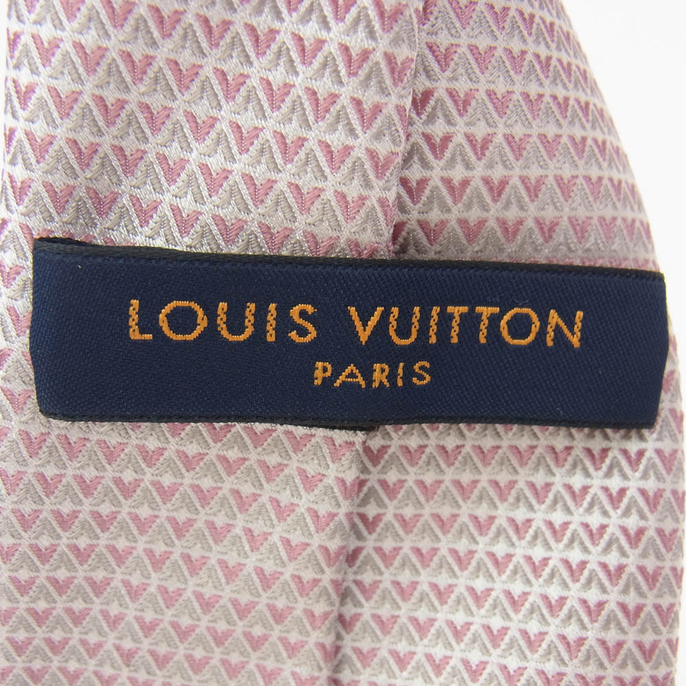 LOUIS VUITTON ルイ・ヴィトン シルク100％ ロゴ刺繍 ネクタイ ピンク系【中古】