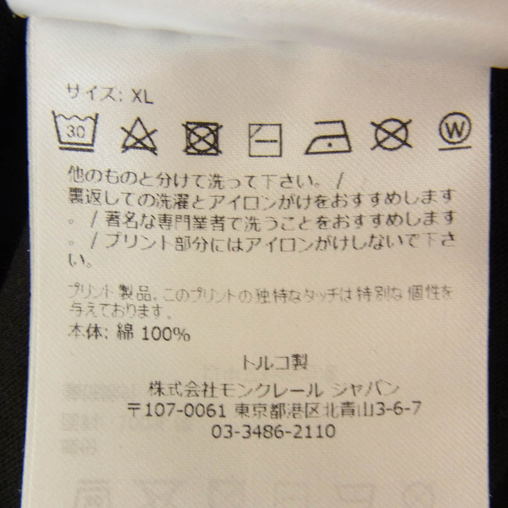 MONCLER モンクレール I10918C00064 8390T モンクレールジャパンタグ ベロアロゴ ワッペン付 Tシャツ 半袖 ブラック系 XL【中古】