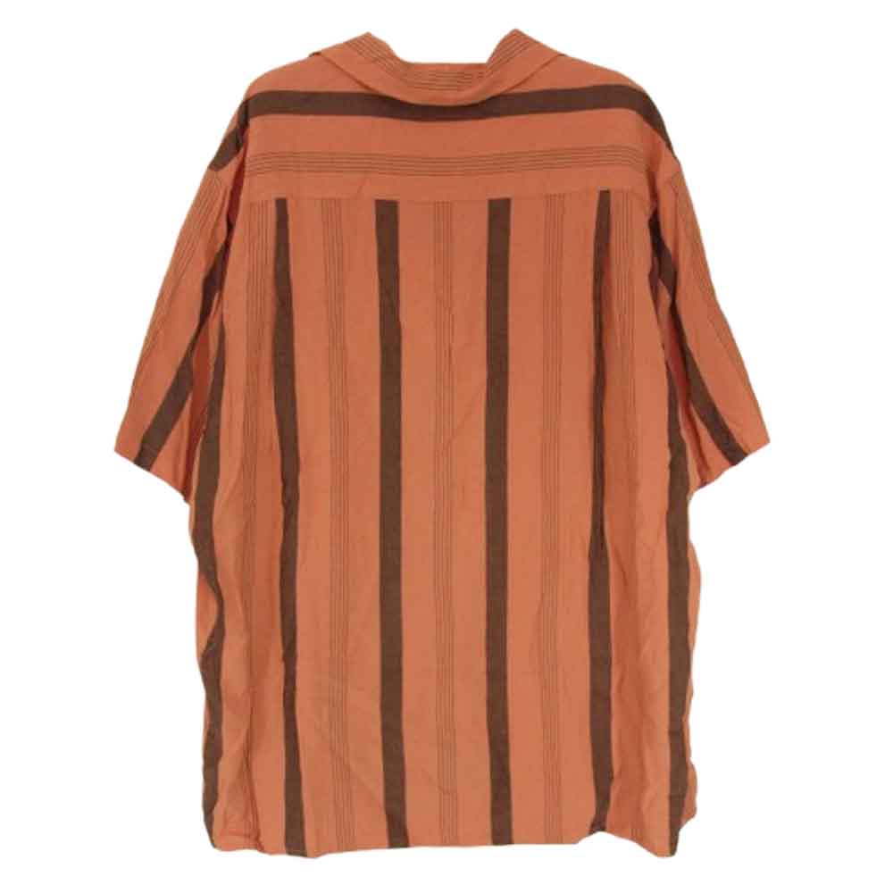 WACKO MARIA ワコマリア STRIPED OPEN COLLAR SHIRT ストライプ オープンカラー 半袖 シャツ オレンジ系 M【中古】