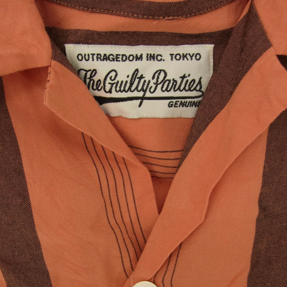 WACKO MARIA ワコマリア STRIPED OPEN COLLAR SHIRT ストライプ オープンカラー 半袖 シャツ オレンジ系 M【中古】