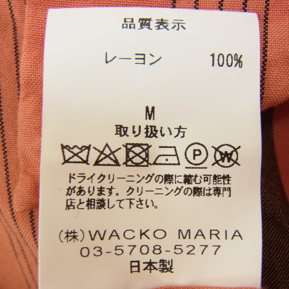 WACKO MARIA ワコマリア STRIPED OPEN COLLAR SHIRT ストライプ オープンカラー 半袖 シャツ オレンジ系 M【中古】