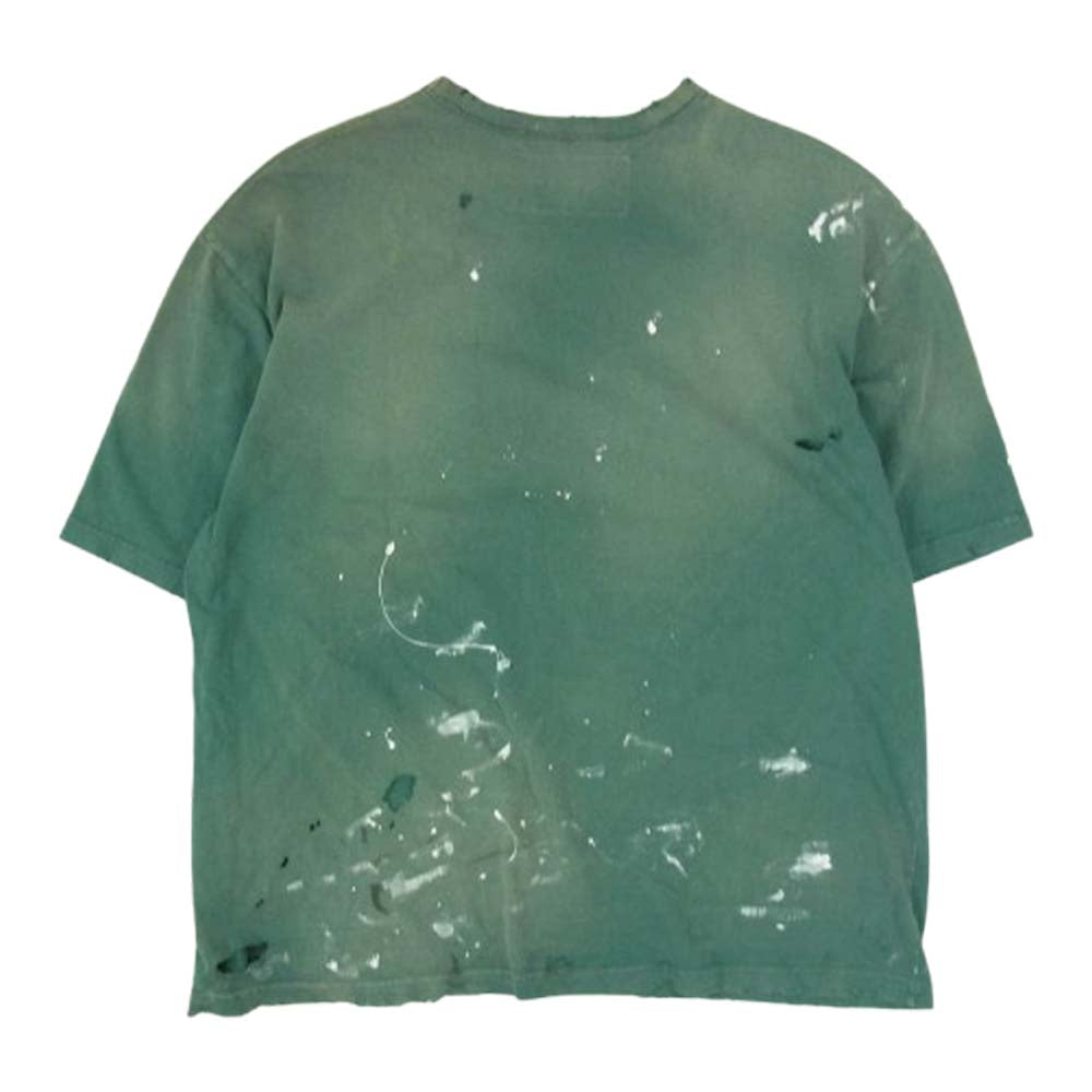 NEIGHBORHOOD ネイバーフッド 25SS 251OKNH-CSM04 SAVAGE CREWNECKーP サヴァージュ クルーネック ペイント ダメージ加工 カットソー グリーン系 XL【極上美品】【中古】
