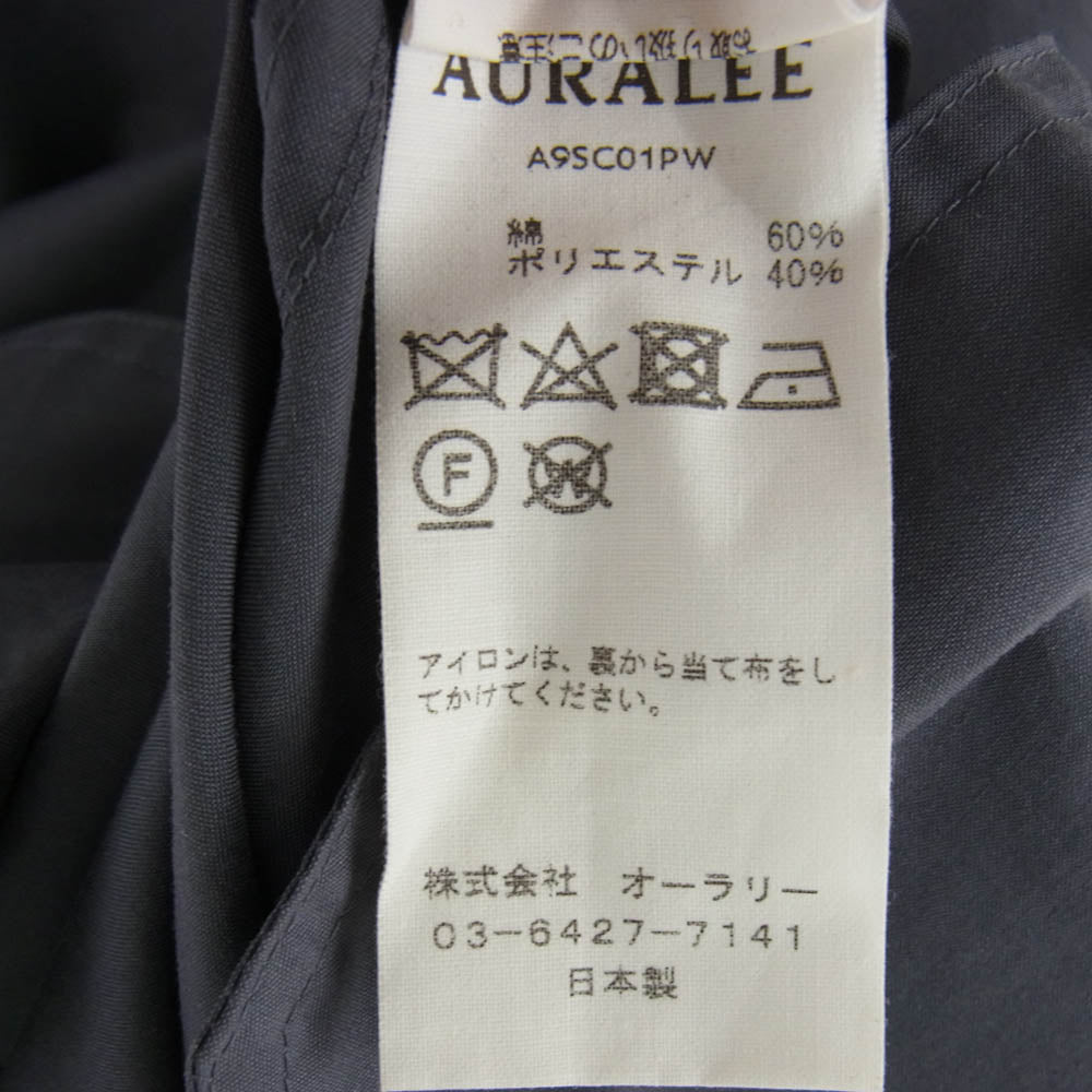 AURALEE オーラリー 19SS A95C01PW LIGHT FINX POLYESTER SOUTIEN COLLAR COAT ライト フィンクス ポリエステル ステンカラー コート グレー系 4【中古】