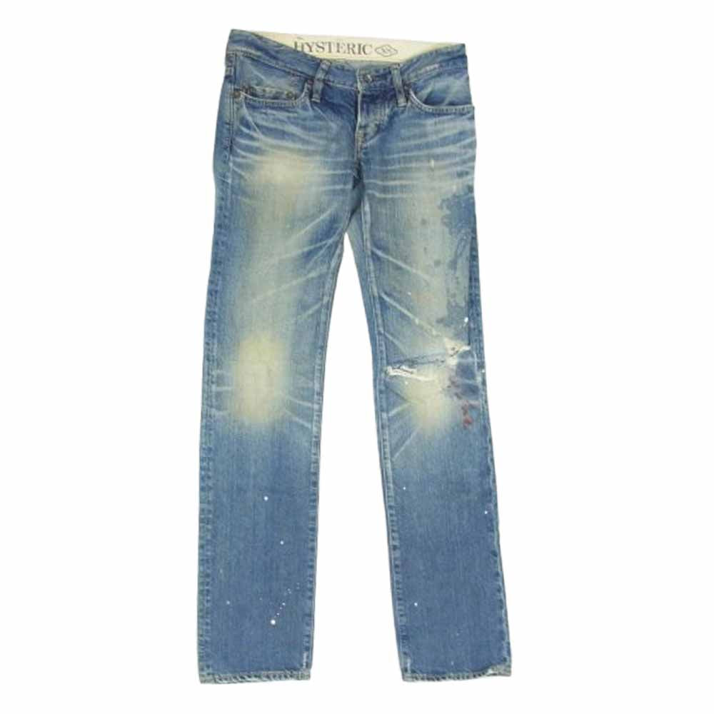 HYSTERIC GLAMOUR ヒステリックグラマー 2AP-6192 ペイント ダメージ加工 デニムパンツ インディゴブルー系 XS【中古】