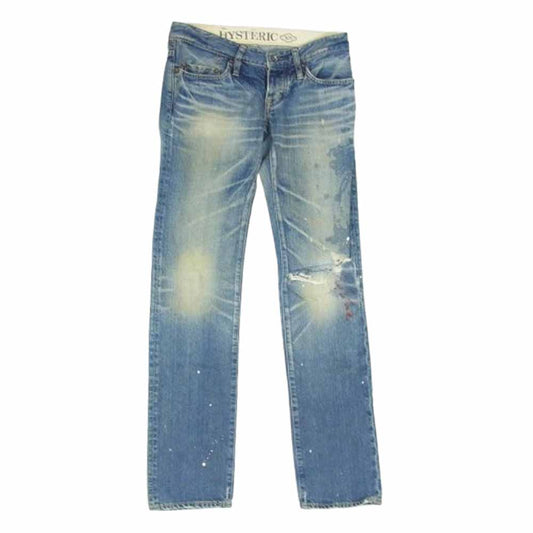 HYSTERIC GLAMOUR ヒステリックグラマー 2AP-6192 ペイント ダメージ加工 デニムパンツ インディゴブルー系 XS【中古】