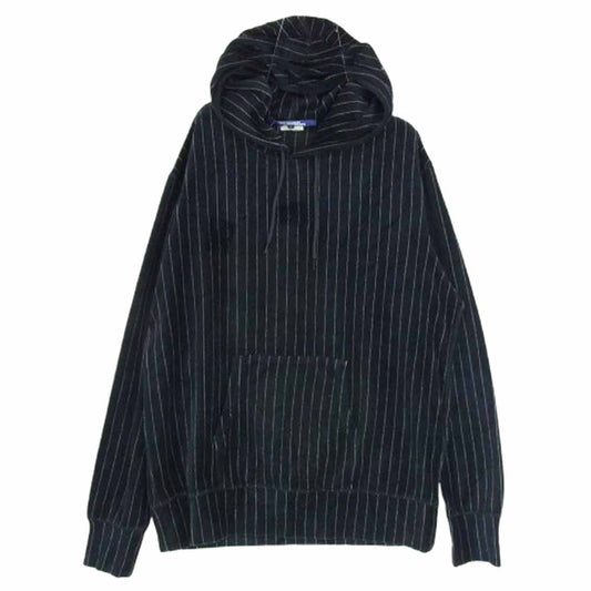 JUNYA WATANABE COMME des GARCONS MAN ジュンヤワタナベコムデギャルソンマン 17AW AD2017 WT-T029 ベロア ストライプ プルオーバー パーカー フーディ ネイビー系 S【中古】