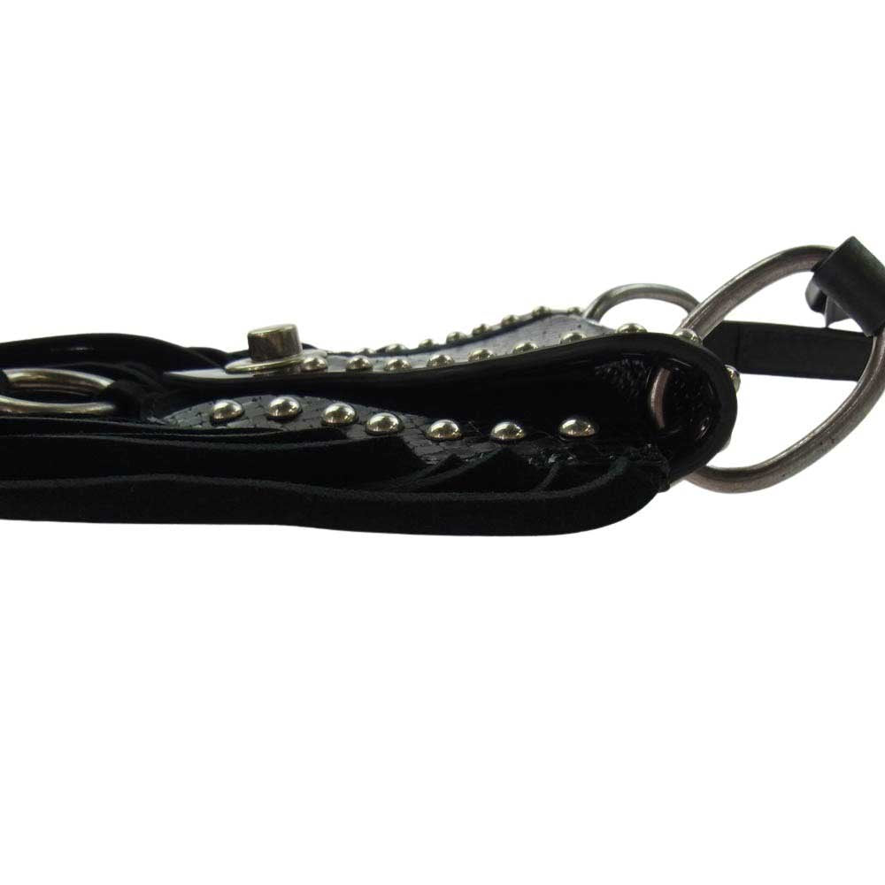 DSQUARED2 ディースクエアード NECK POUCH クロコ型押し フリンジ スタッズ ショルダー ポーチ バッグ ブラック系【中古】
