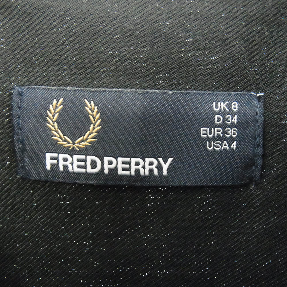 FRED PERRY フレッドペリー チェック切替 レーヨン ロング 長袖シャツ ブラック系 36【中古】