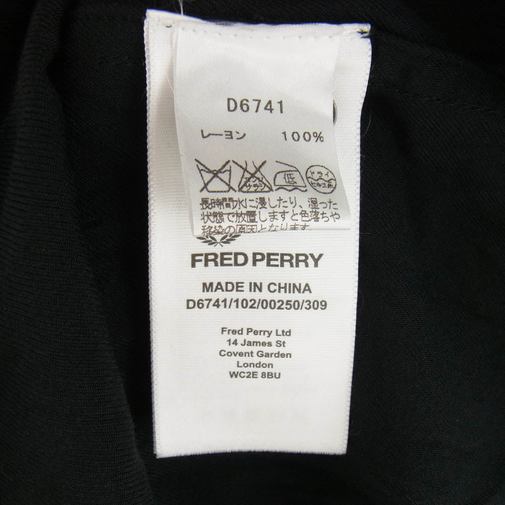 FRED PERRY フレッドペリー チェック切替 レーヨン ロング 長袖シャツ ブラック系 36【中古】