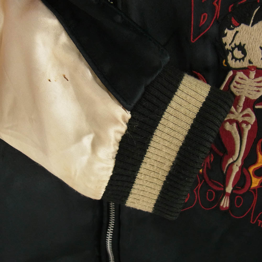 VANSON バンソン betty boop ベティブープ リバーシブル スカジャン スーベニアジャケット ブルゾン ブラック系 XL【中古】
