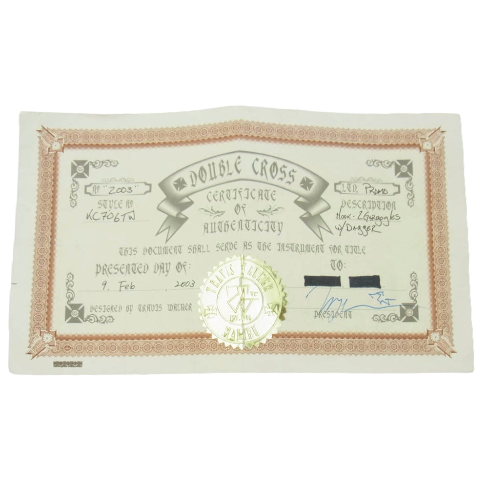 TRAVIS WALKER トラヴィスワーカー ギャランティ付属 HOOK 2GARGOYLES W/DAGGER DOUBLE CROSS ダブルクロス フック w/2ガーゴイルズ ダガー キーチェーン キーリング シルバー系【中古】