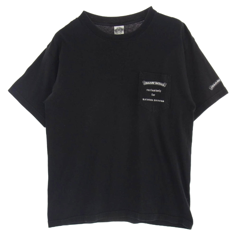 CHROME HEARTS クロムハーツ（原本無） × UNITED ARROWS ユナイデッドアローズ MADE IN USA POCKET TEE バックプリント Tシャツ 半袖カットソー ブラック系 L【中古】