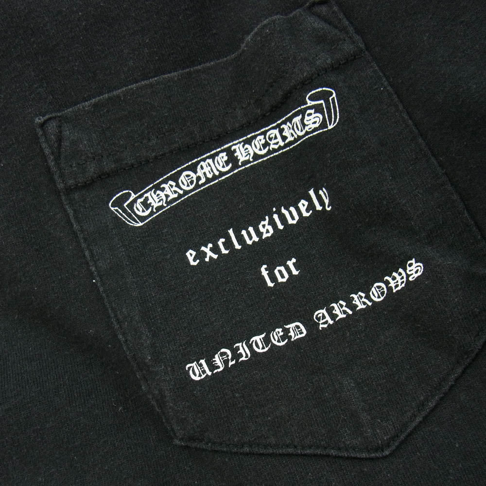 CHROME HEARTS クロムハーツ（原本無） × UNITED ARROWS ユナイデッドアローズ MADE IN USA POCKET TEE バックプリント Tシャツ 半袖カットソー ブラック系 L【中古】