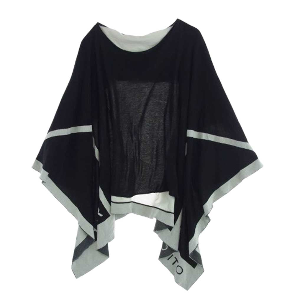 FUMITO GANRYU フミトガンリュウ FU2-CU-01 SEAMLESS SQUARE T-SHIRT シームレス 変形 ポンチョ  Tシャツ カットソー ブラック系 ホワイト系 2【中古】