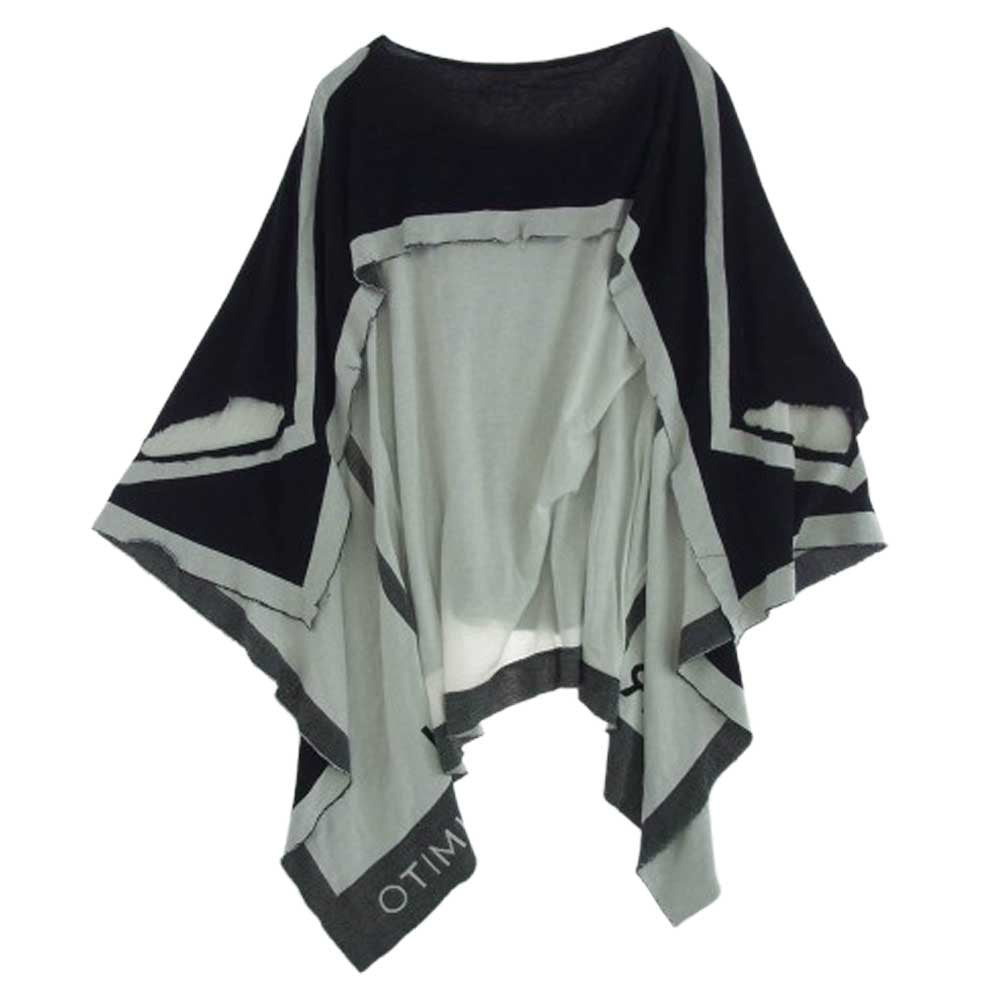 FUMITO GANRYU フミトガンリュウ FU2-CU-01 SEAMLESS SQUARE T-SHIRT シームレス 変形 ポンチョ  Tシャツ カットソー ブラック系 ホワイト系 2【中古】