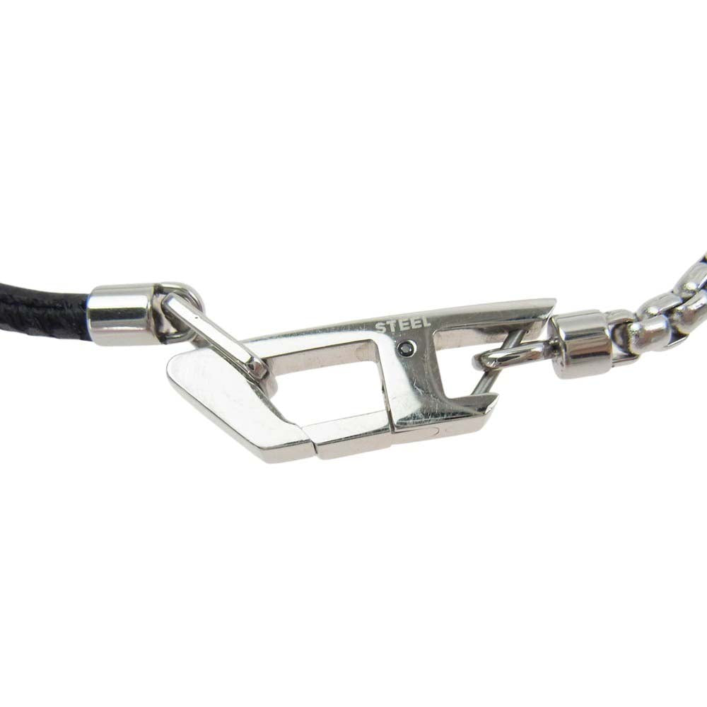 DIESEL ディーゼル Dロゴ プレート ネックレス シルバー系 ブラック系【中古】