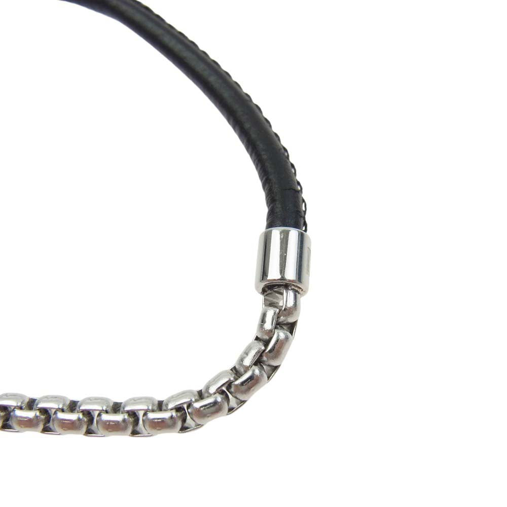 DIESEL ディーゼル Dロゴ プレート ネックレス シルバー系 ブラック系【中古】