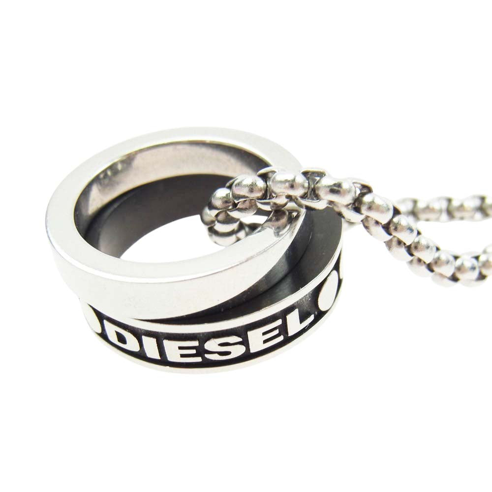 DIESEL ディーゼル ダブル リング ネックレス シルバー系【中古】