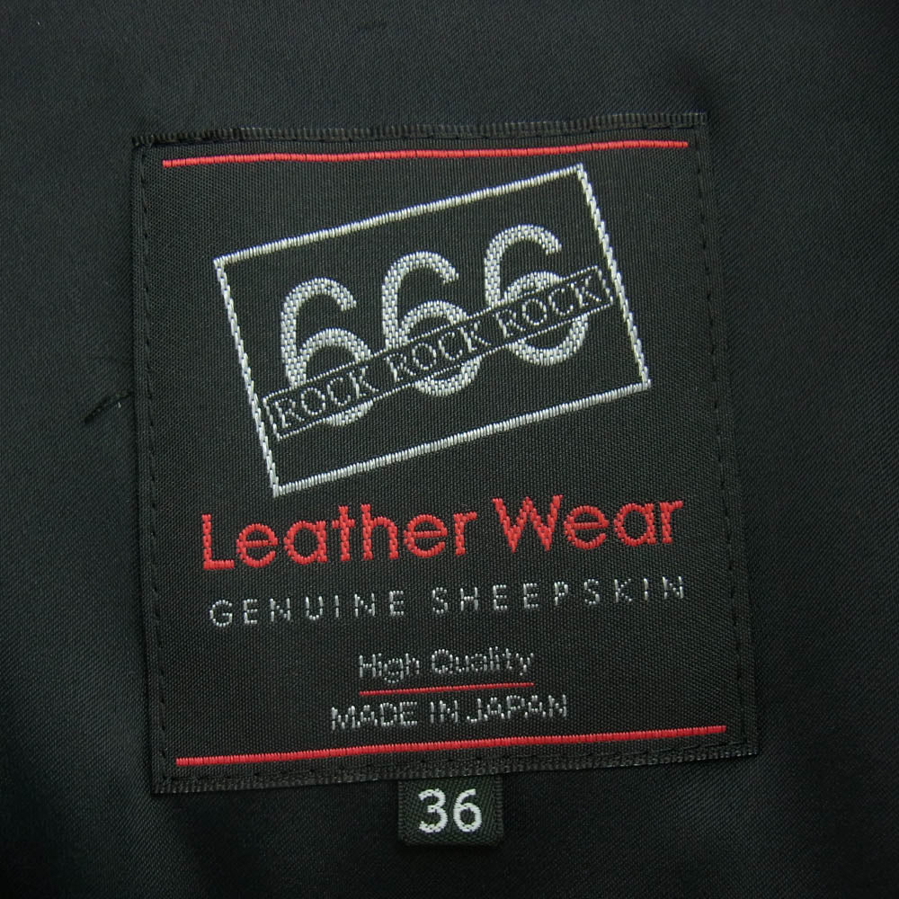 トリプルシックス レザー ウェア LJM-1 日本製 SHEEP SKIN シープ スキン ダブル ライダース ジャケット 羊革 レザー ブラック系 36【中古】