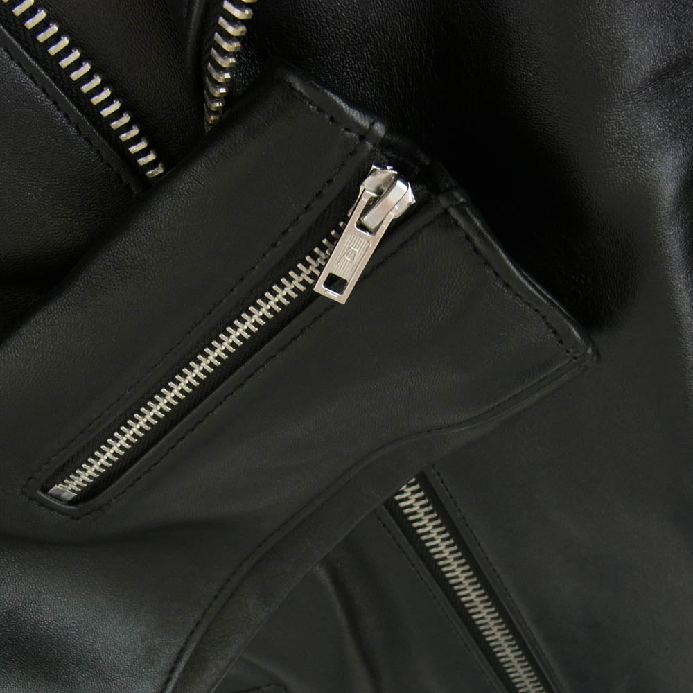 トリプルシックス レザー ウェア LJM-1 日本製 SHEEP SKIN シープ スキン ダブル ライダース ジャケット 羊革 レザー ブラック系 36【中古】