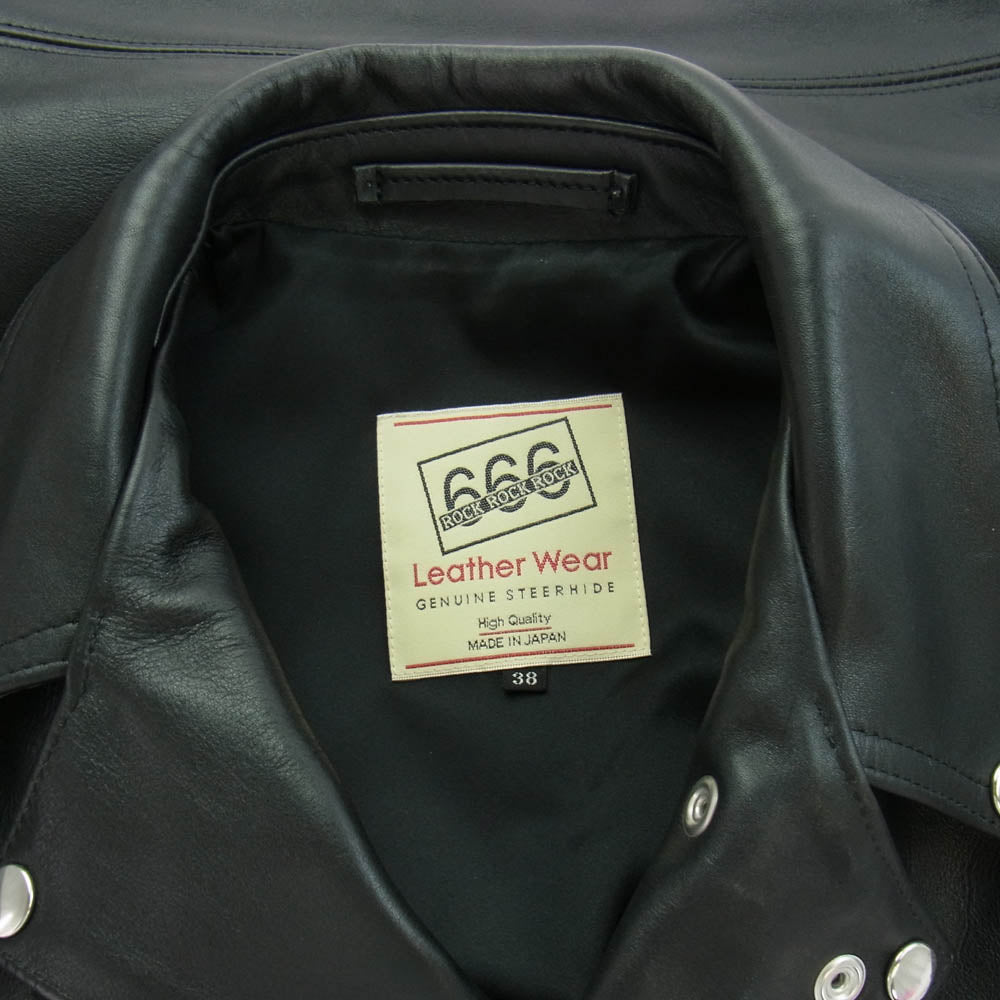 トリプルシックス レザー ウェア LJM-1 日本製 STEER HIDE ステア ハイド ダブル ライダース ジャケット 牛革 レザー ブラック系 38【中古】