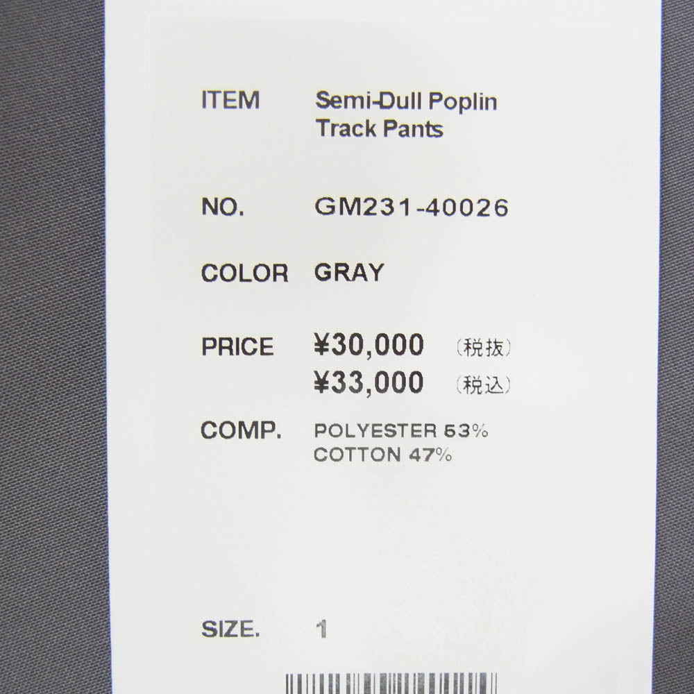 GRAPHPAPER グラフペーパー 23SS GM231-40026 Semi-Dull Poplin Track Pants 強撚コットン ポプリン トラックパンツ イージーパンツ グレー グレー系 1【中古】