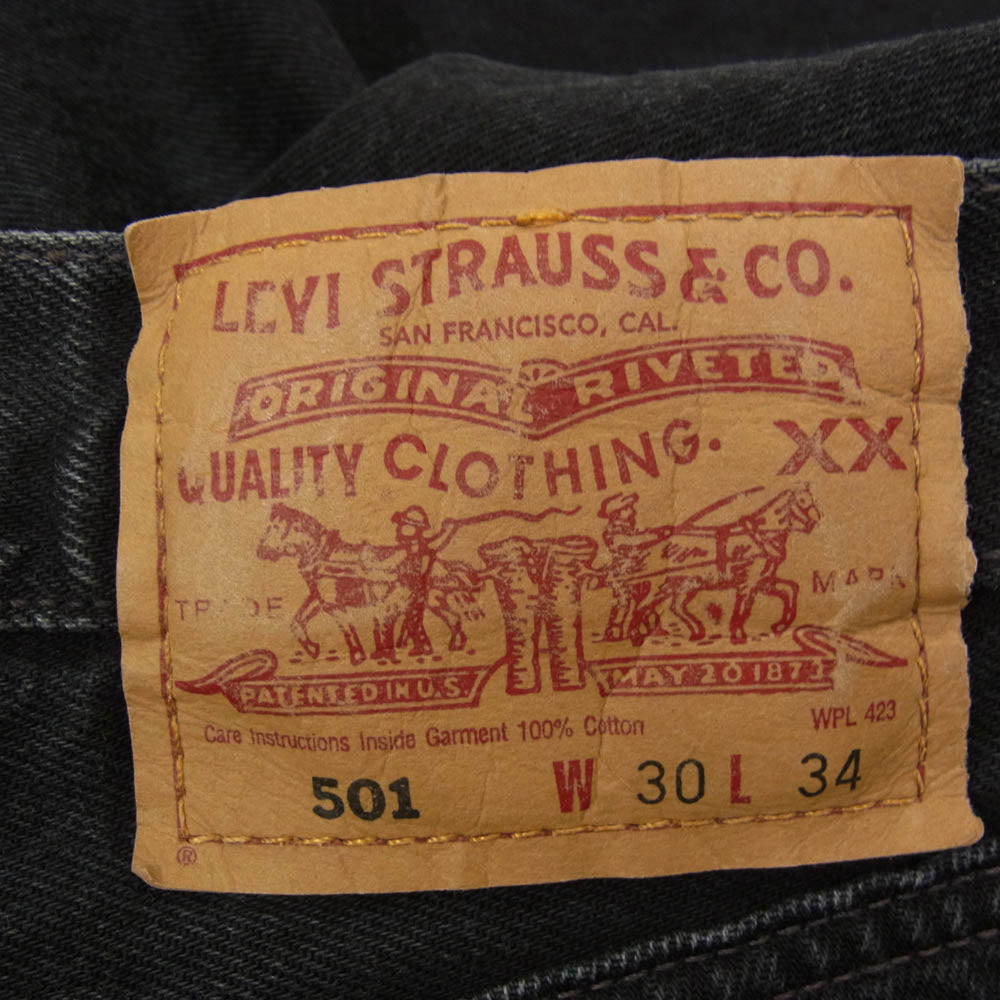 Levi's リーバイス 00's 501 ボタンフライ ストレート デニムパンツ ブラック系 30【中古】