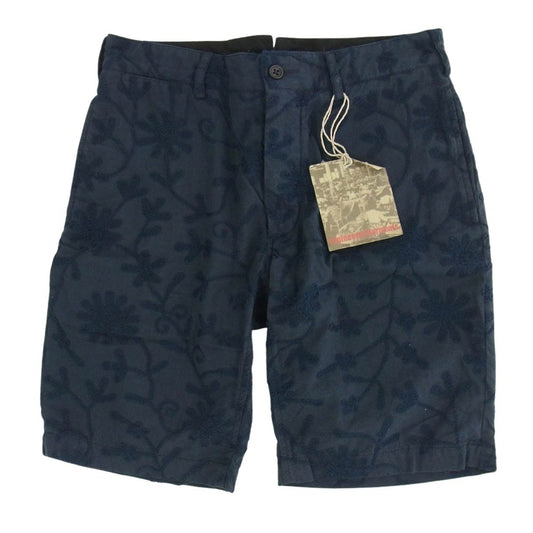 Engineered Garments エンジニアードガーメンツ FWK エンブロイダリ― フラワー刺繍 ショーツ ハーフパンツ ネイビー系【中古】