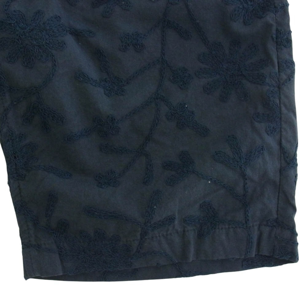 Engineered Garments エンジニアードガーメンツ FWK エンブロイダリ― フラワー刺繍 ショーツ ハーフパンツ ネイビー系【中古】