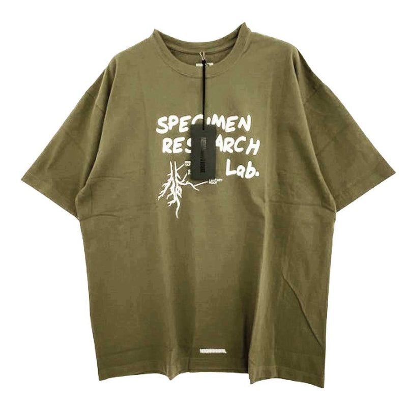 NEIGHBORHOOD ネイバーフッド 22AW 222PCNH-ST14 Specimen Research Lab Tee フロントプリント Tシャツ 半袖カットソー モスグリーン系 XXL【新古品】【未使用】【中古】