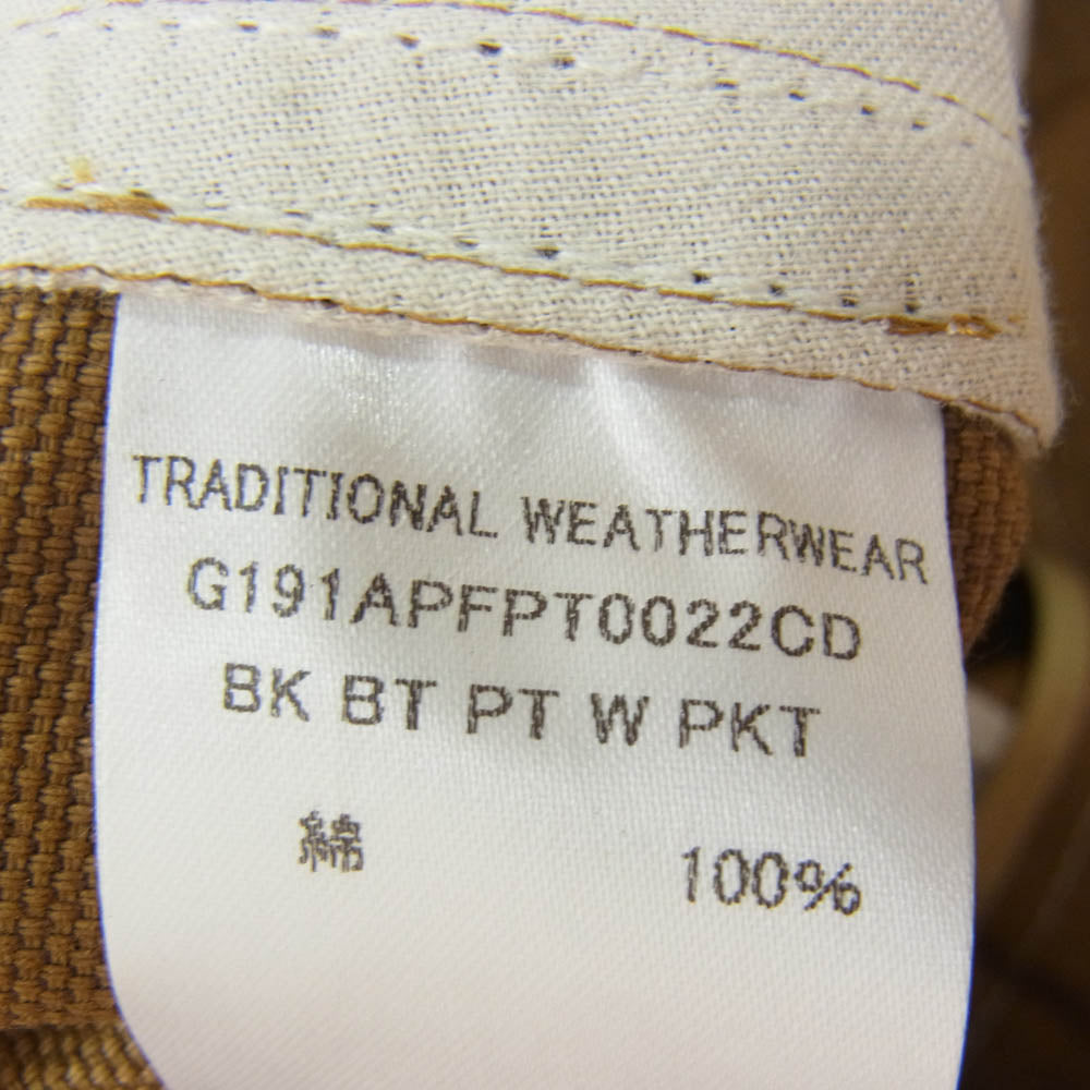 Traditional Weatherwear トラディショナルウェザーウェア G191APFPT0022CD コットン ワークパンツ ブラウン系 XS【新古品】【未使用】【中古】