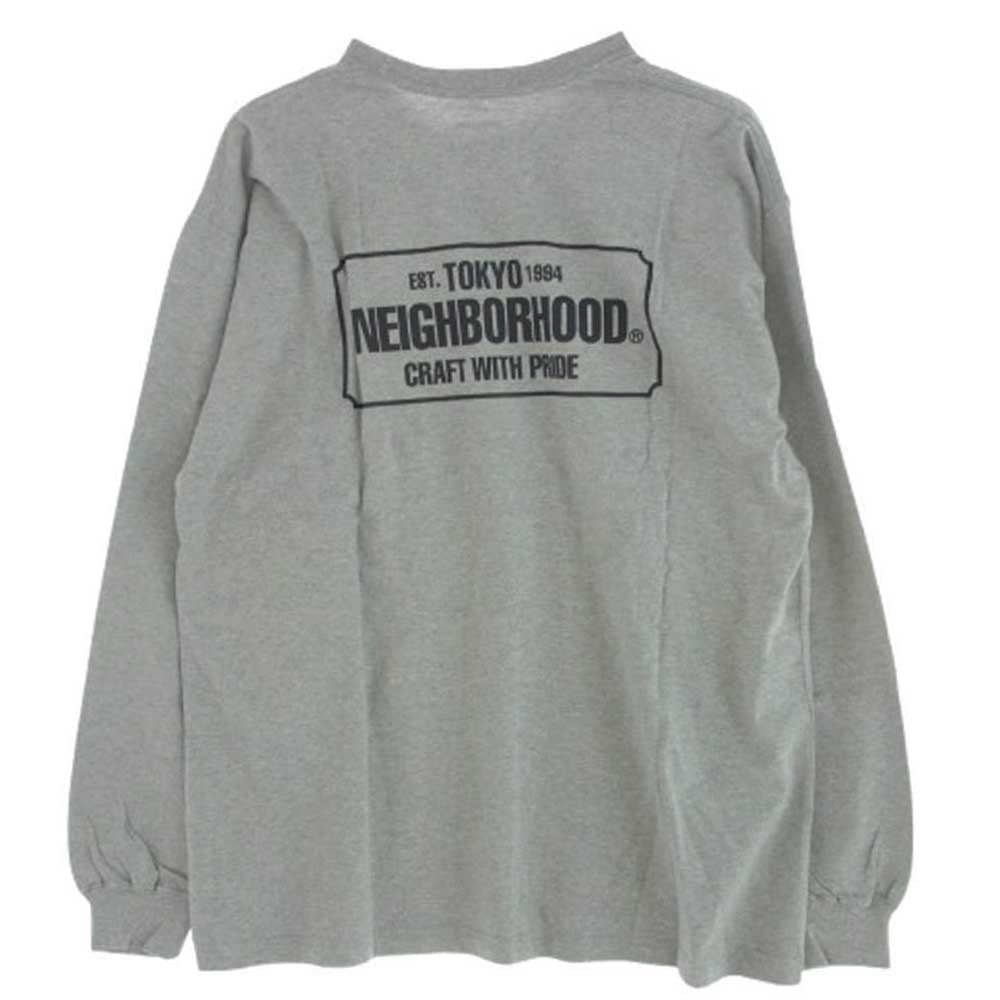 NEIGHBORHOOD ネイバーフッド 22AW 222PCNH-LT01 NH TEE-1 LS.CO ロゴプリント 長袖 Tシャツ ロンT カットソー グレー系 L【新古品】【未使用】【中古】