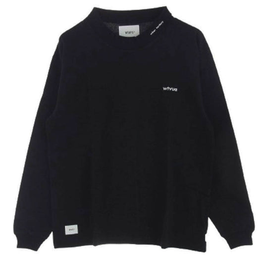 WTAPS ダブルタップス 20AW 202ATDT-CSM22 INDUSTRY MOCK NECK モックネック ロゴ刺繍 長袖カットソー ブラック系 3【美品】【中古】