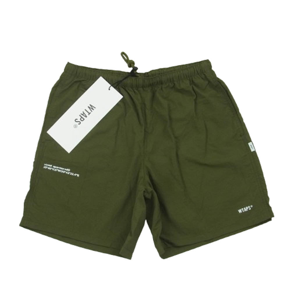 WTAPS ダブルタップス 22SS 221BRDT-PTM09 ACADEMY SHORTS NYLON. TAFFETA アカデミー ショーツ ナイロン ハーフ ショート パンツ グリーン系 02【新古品】【未使用】【中古】